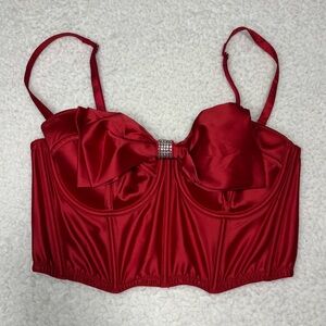 Victoria’s Secret Dream Angels Red Satin Bow Corset Top